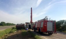 تانکر حامل مواد شیمیایی واژگون شد